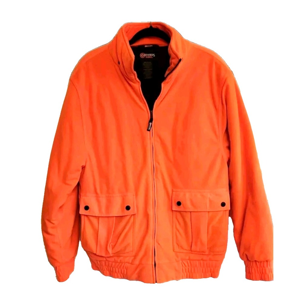 Outfitters Ridge Hunting Jacket Mens Medium Blaze Orange Fleece Lined Bomber